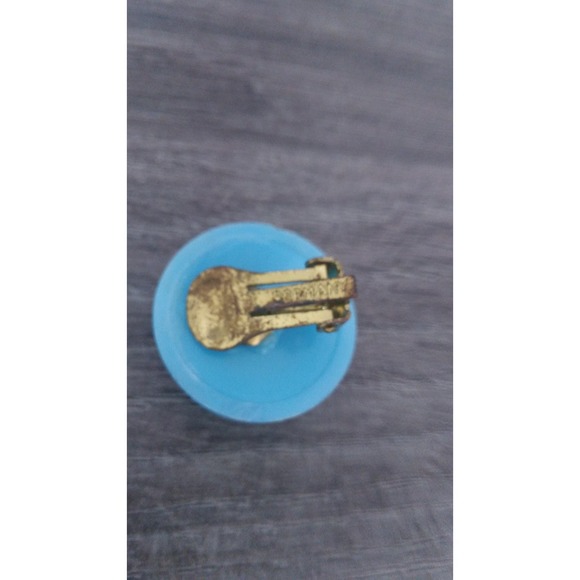 Vintage Blue Clip On Earrings Made in Germany Costume Jewelry 1950s (jd) - Picture 5 of 5